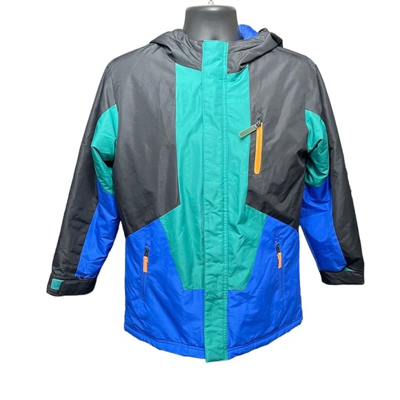 Champion Hooded Jacket Youth Large 12/14 Color Block Winter Jacket - Picture 2 of 11